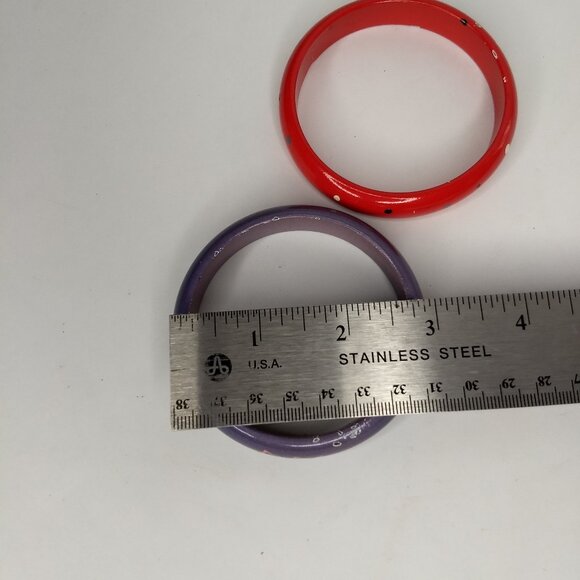 Painted Wood Stacking Bangle Bracelet Lot Purple Red 80s 90s Retro Kidcore Fun - Picture 11 of 15